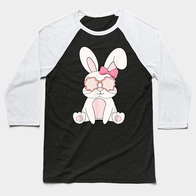 Retro Groovy Easter Rabbit Bunny Happy Easter Day Cute Bunny Baseball T-Shirt by Jennifer Wirth